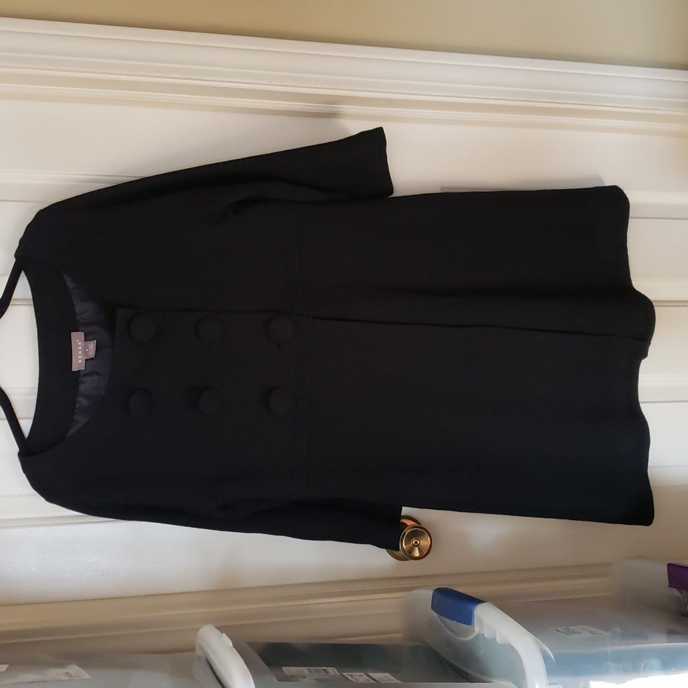 KENAR Black Fit & Flare Wool Blend Winter Dress Coat Jacket Size 8